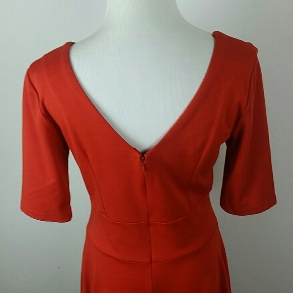 COTTON CANDY l Rust Ponte Knit Fit Flare Dress E1 - Picture 5 of 6